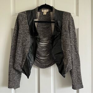 Jacket - cute back and faux leather and gold zipper details